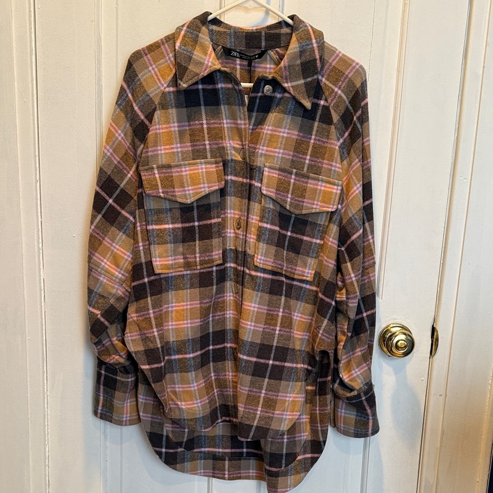 Zara Multicolor Plaid Casual Shacket